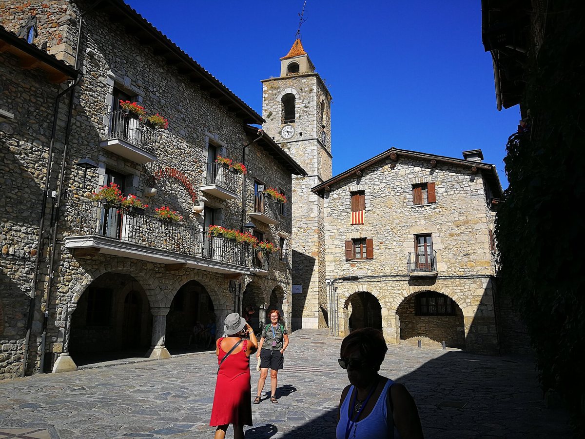 Bellver's main square, with the Santa Maria bell tower