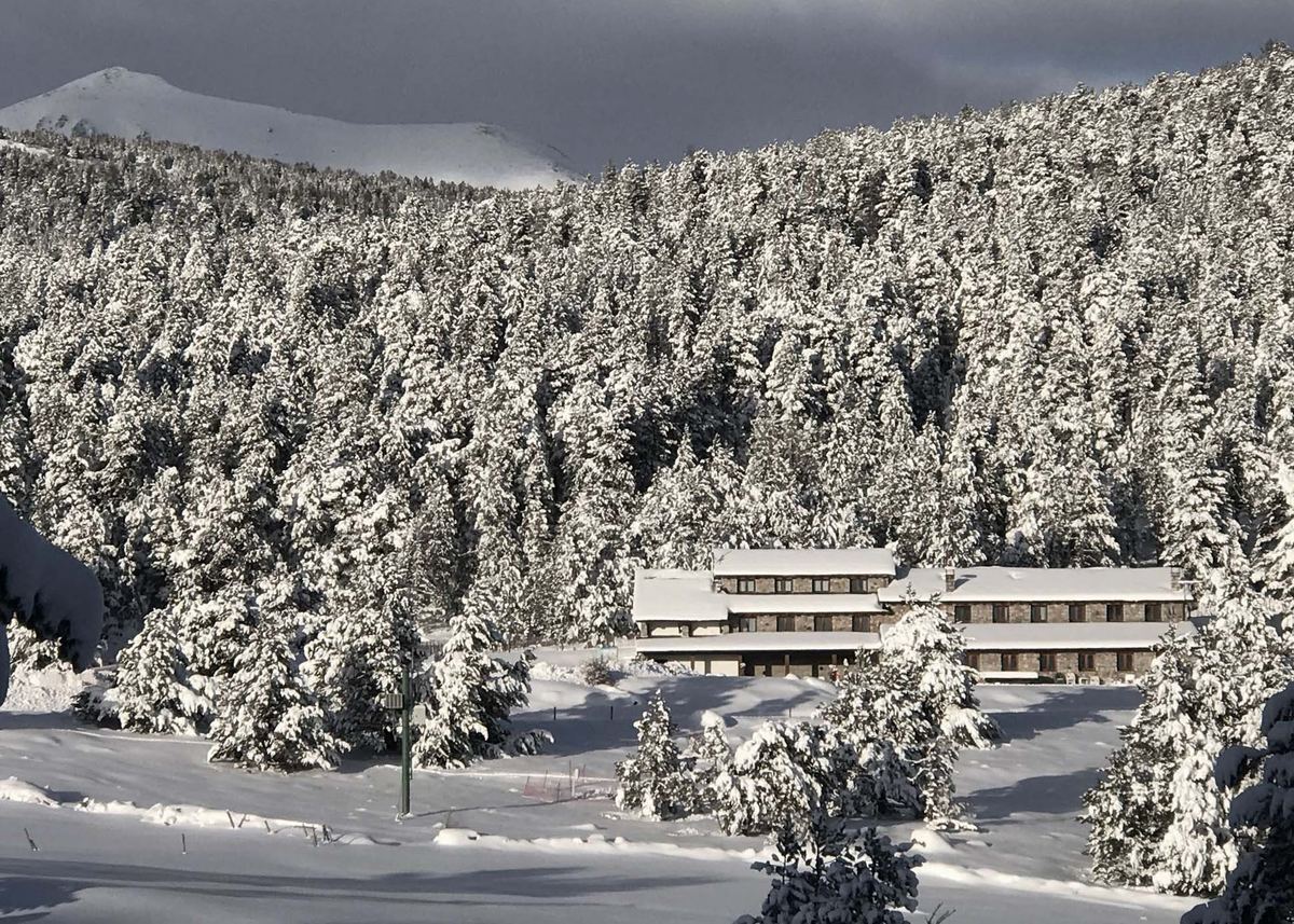 The Lles ski resort hut at Cap del Rec, surrounded by snow